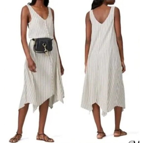 Splendid Woman Striped Trapeze Cotton Blend Dress Multicolor Size Medium - Picture 1 of 9